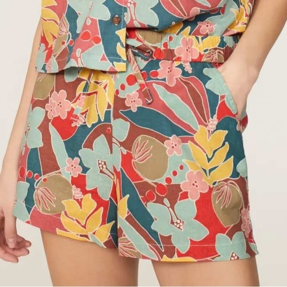 Marine Layer Floral Shorts Beach FLAWS Women Size Large Hibiscus Tropical Print